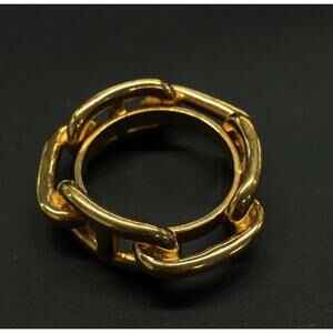 Nice HERMES Regate Chaine D'ancre Scarf Ring Gold Tone